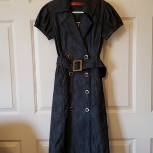 Black Denim Belted Dress